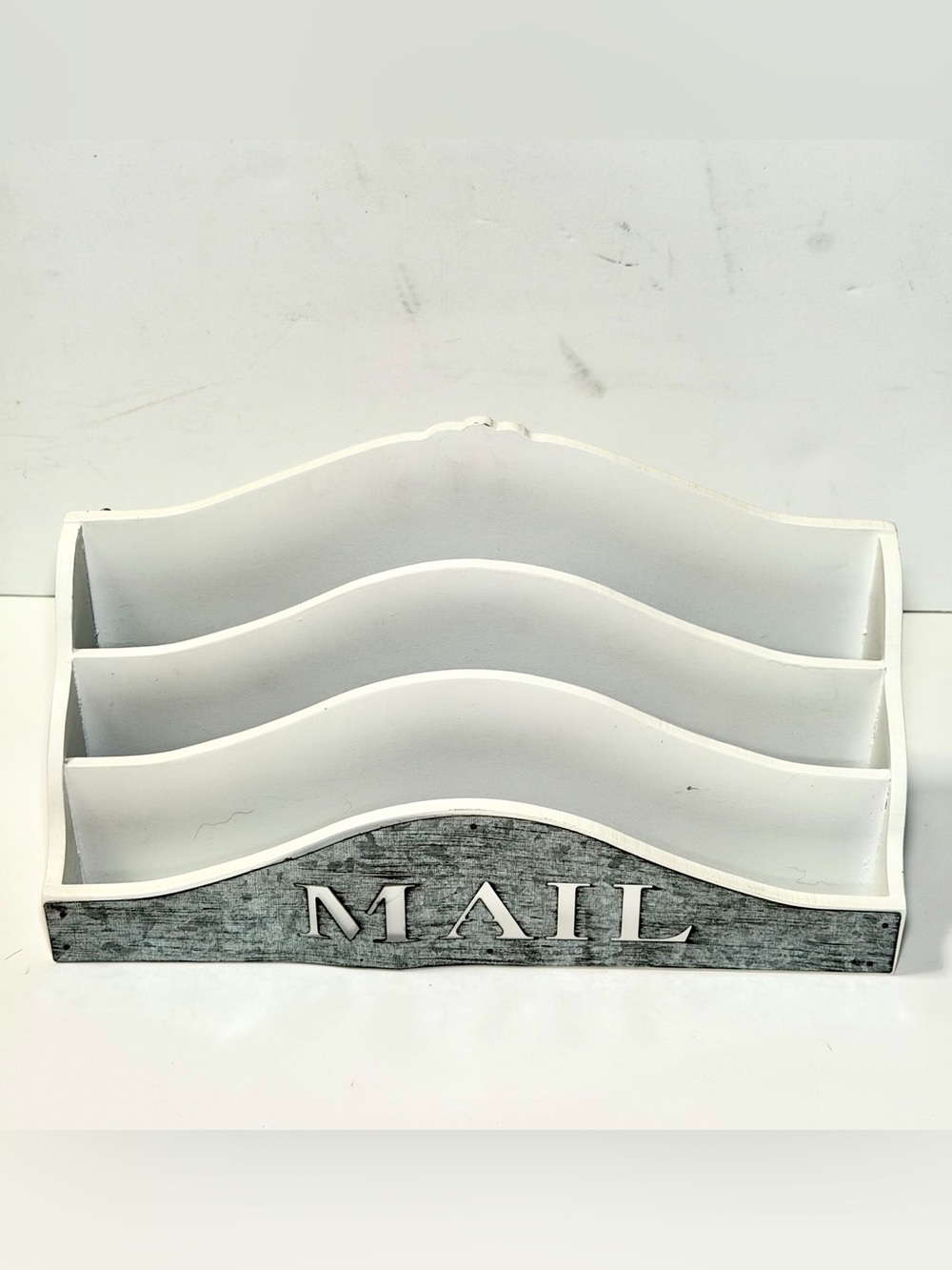Rustic Wooden Mail Organizer 3-Tier Sorter (11.5" Width x 4" Depth x 5" Height)